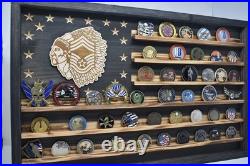 US Air Force CMSgt Chief Challenge Coin Flag Display Holds 60 Coins Made USA