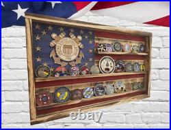 US Coast Guard Coin Flag Display Handmade USA Challenge Coin Holder USCG