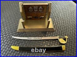 US NAVY Samurai Sword Stand Cutlass Class 125 Years Celebration Set Chief Coin