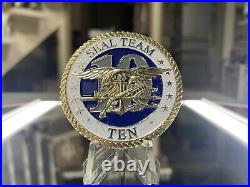 US NAVY Seal Team Ten X Challenge Coin Victory Thru Valor American Flag EST 2002