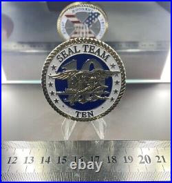 US NAVY Seal Team Ten X Challenge Coin Victory Thru Valor American Flag EST 2002