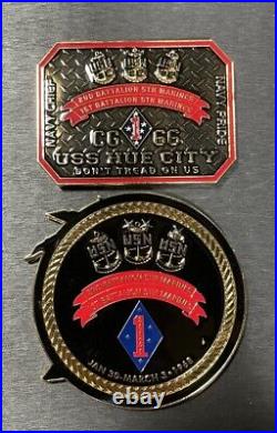 US NAVY USS Hue City (CG 66) Cruiser Marines Chiefs Mess Coin Dragon 1968