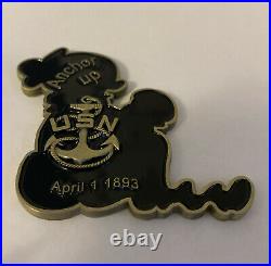 US Navy CPO Chief Mess Sweet Pea Popeye Sailor Cartoon Anchor Up Challenge Coin