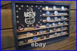 US Navy Chief Coin Flag Display Handmade USA Challenge Coin Holder USN