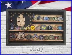 US Navy Chief Coin Flag Display Handmade USA Challenge Coin Holder USN