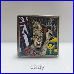 US Navy Hawaiian Chief Hatbox CPO Mess Coin with USS Arizona wood relic