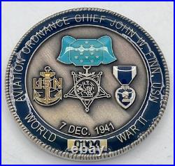 US Navy MOH AVN ORD Chief John W Finn Pearl Harbor WW2 Challenge Coin Limited