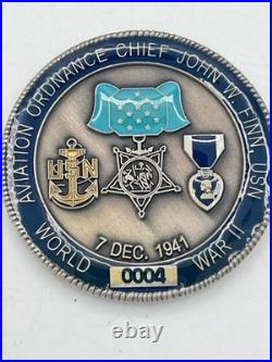 US Navy MOH AVN ORD Chief John W Finn Pearl Harbor WW2 Challenge Coin Limited