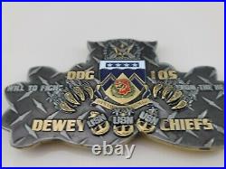 US Navy USN FIGHT DDG 105 Dewey Chiefs Mess CPO Challenge Coin 5.25 Width