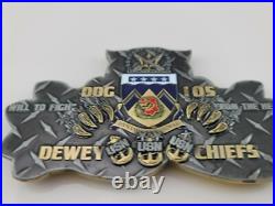 US Navy USN FIGHT DDG 105 Dewey Chiefs Mess CPO Challenge Coin 5.25 Width