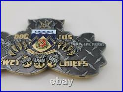 US Navy USN FIGHT DDG 105 Dewey Chiefs Mess CPO Challenge Coin 5.25 Width
