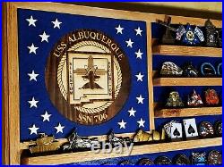US Navy USS Albuquerque SSN-706 Challenge Coin Display Flag