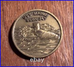 US Navy USS Maine SSBN-741 Submarine Challenge Coin From Commander Circa 1995