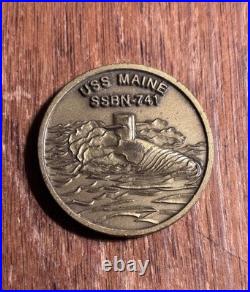 US Navy USS Maine SSBN-741 Submarine Challenge Coin From Commander Circa 1995