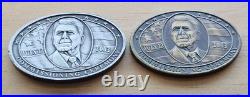 US Navy USS Reagan CVN 73 commissiong Challenge 2 Coin Lot non cpo rare