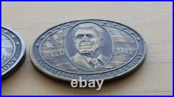 US Navy USS Reagan CVN 73 commissiong Challenge 2 Coin Lot non cpo rare