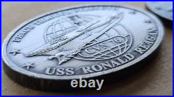US Navy USS Reagan CVN 73 commissiong Challenge 2 Coin Lot non cpo rare