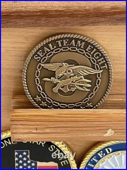 U. S. Navy Challenge Coins With Shelf Display SEAL Team Eight Lone Star State TX