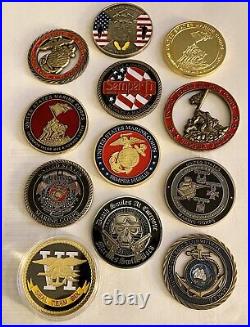 United States Marine Corps And Navy Challenge Coin Set 12 Coins All Together