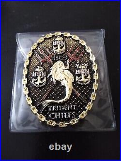 Us Navy Hsc-9 Trident Chiefs Challenge Coin 4.6 Oz. Pristine With Clear Case