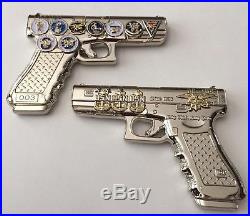 Usn Navy Seals Glock 19 Silver Gun Pistol 9mm Challenge Coin Cpo Chief Non Nypd