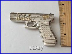 Usn Navy Seals Glock 19 Silver Gun Pistol 9mm Challenge Coin Cpo Chief Non Nypd