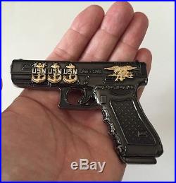 Usn Navy Seals Team Glock 19 Gun Pistol 9mm Challenge Coin Cpo Chief Nsw Police