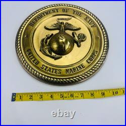 VTG Department Of The Navy United States Marine Corps Brass Wall Plaque 10.5