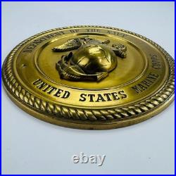 VTG Department Of The Navy United States Marine Corps Brass Wall Plaque 10.5