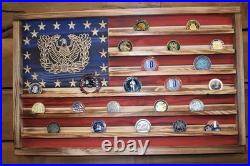 Warrant Officer Challenge Coin Flag Display Holds 60 Coins Handmade USA
