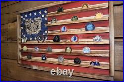 Warrant Officer Challenge Coin Flag Display Holds 60 Coins Handmade USA