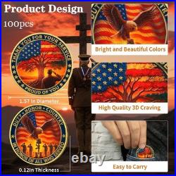 YGLLSSY 100 Pack Veterans Challenge Coins Thank You for Your Service & in